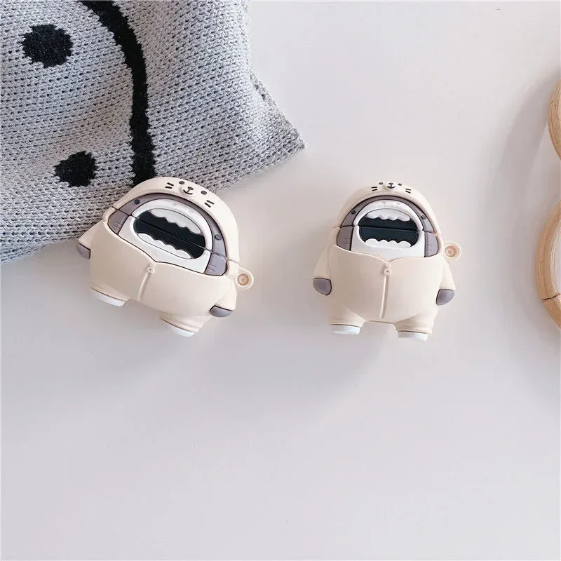 3D niedliche Silikon Headset Abdeckung für Apple Airpods 1 2 3 Pro Cartoon Hai Hund drahtlose Bluetooth Kopfhörer Fall Box für Airpods