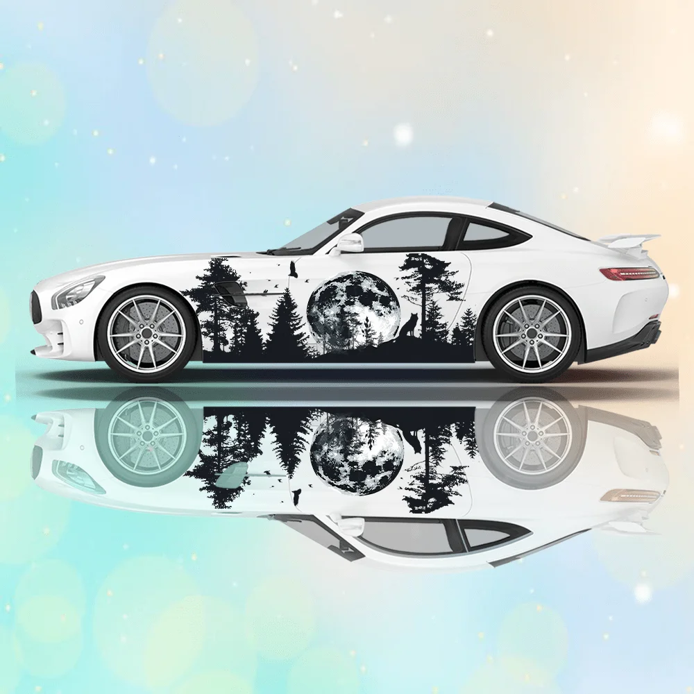 

Black Tree Animal Car Decal Full Body Floral Decoration Covering Scratches Protect Car Decal Waterproof. Car Vinyl Wraps