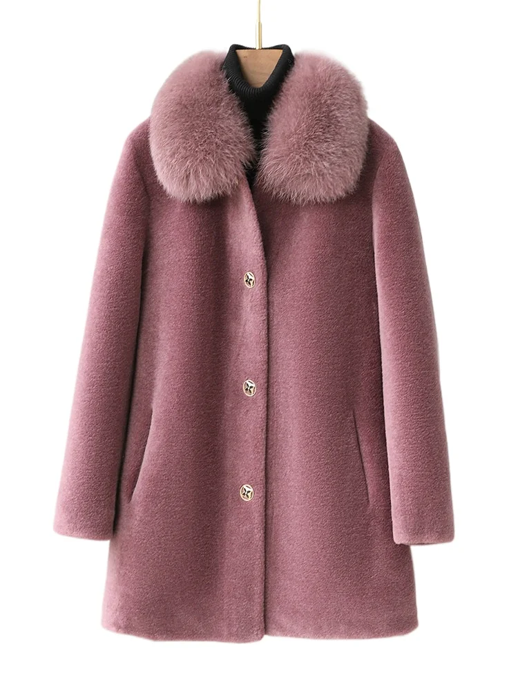 

Пальто для женщин среднего и старшего возраста, модель для мам, с интегрированным воротником из лисьего меха, новинка зимы из Хайнина.