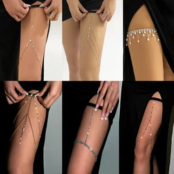 IngeSight.Z-Bijoux de corps réglables en cristal bohème pour femme, jambe élastique, cuisse, multicouche, pompon sexy, biscuits, SFP
