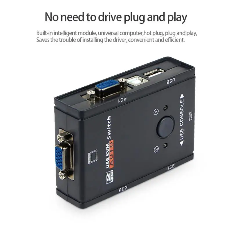 HD 1080P USB 2.0 VGA KVM Switch 2 Ports VGA Splitter für Maus Tastatur Drucker Share Switcher Box Adapter 2 In 1 Out KVM Switch