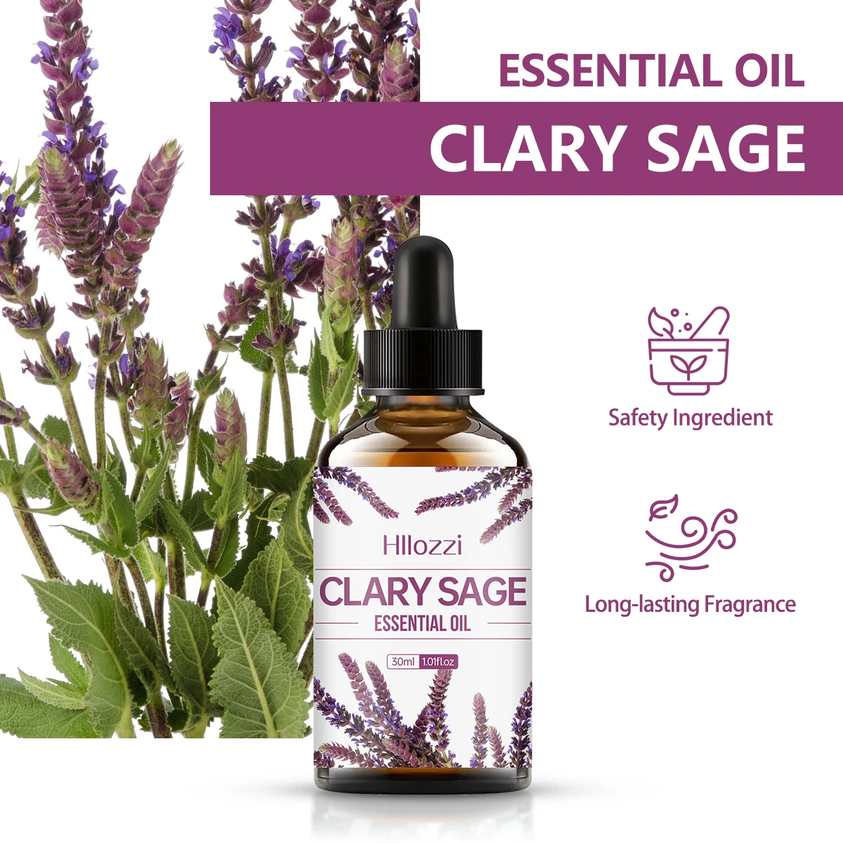 30 مل من الزيوت العطرية الواضحة المريمية، زيت أساسي نقي للعناية بالبشرة، العناية بالشعر، يمكن أن يجعل الشعر أملسًا للعلاج بالروائح العطرية #2