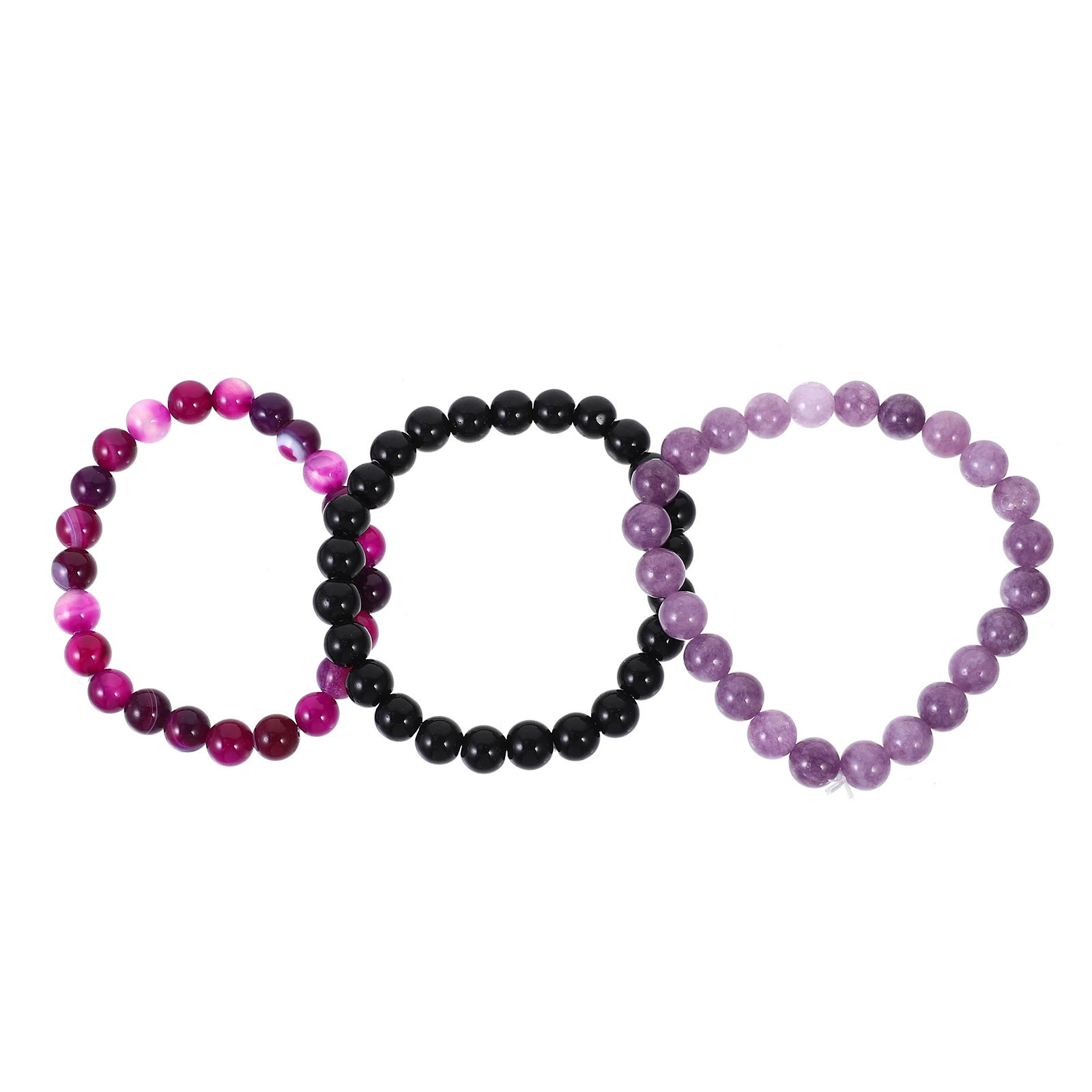 

3 Pcs Elastic Bracelet Women Bangles Beaded Bracelets for Stretch Agate Miss