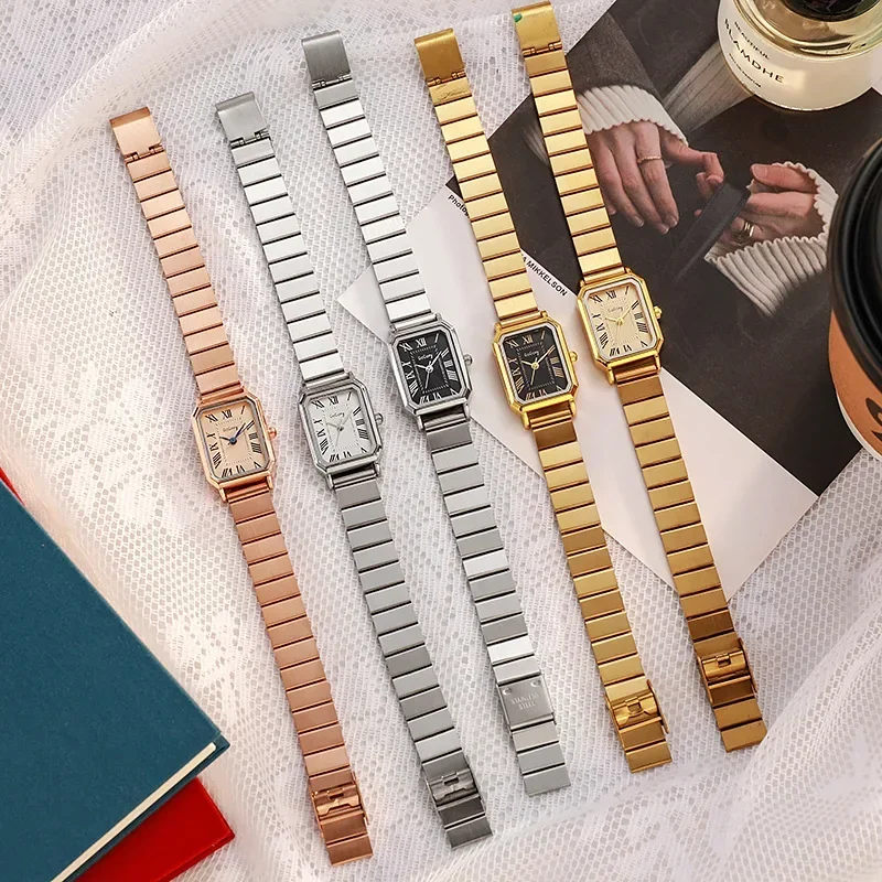 Small Square Women Watch Adjustable Stainless Steel Strap Fashion Luxury Quartz Wristwatch Relojes Para Mujer Dropshipping