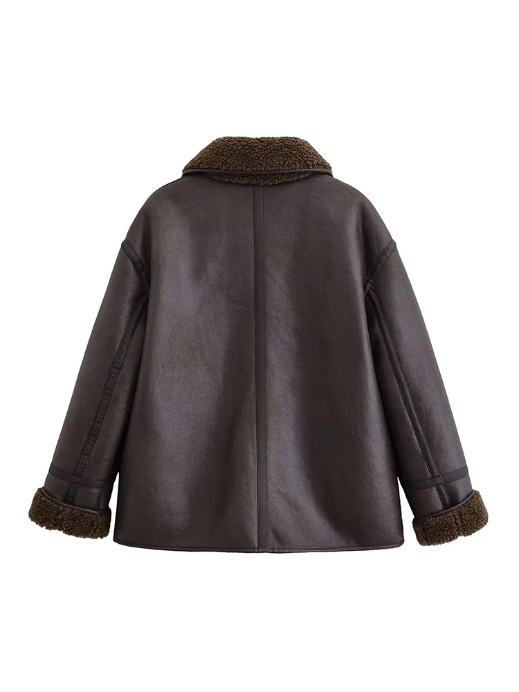 เสื้อโค้ทขนเฟอร์เทียมสีพื้นสไตล์ยุโรปสำหรับผู้หญิง แฟชั่นทันสมัย ใช้งานได้หลากหลาย ดูหรูหราและสบายๆ