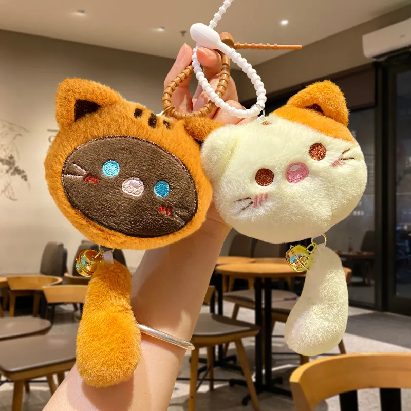 Cartoon Hello Kitty Plush Doll Keychain with Bell Pp Cotton Filled Cute Doll Student School Bag Accessory Pendant Couple Gift