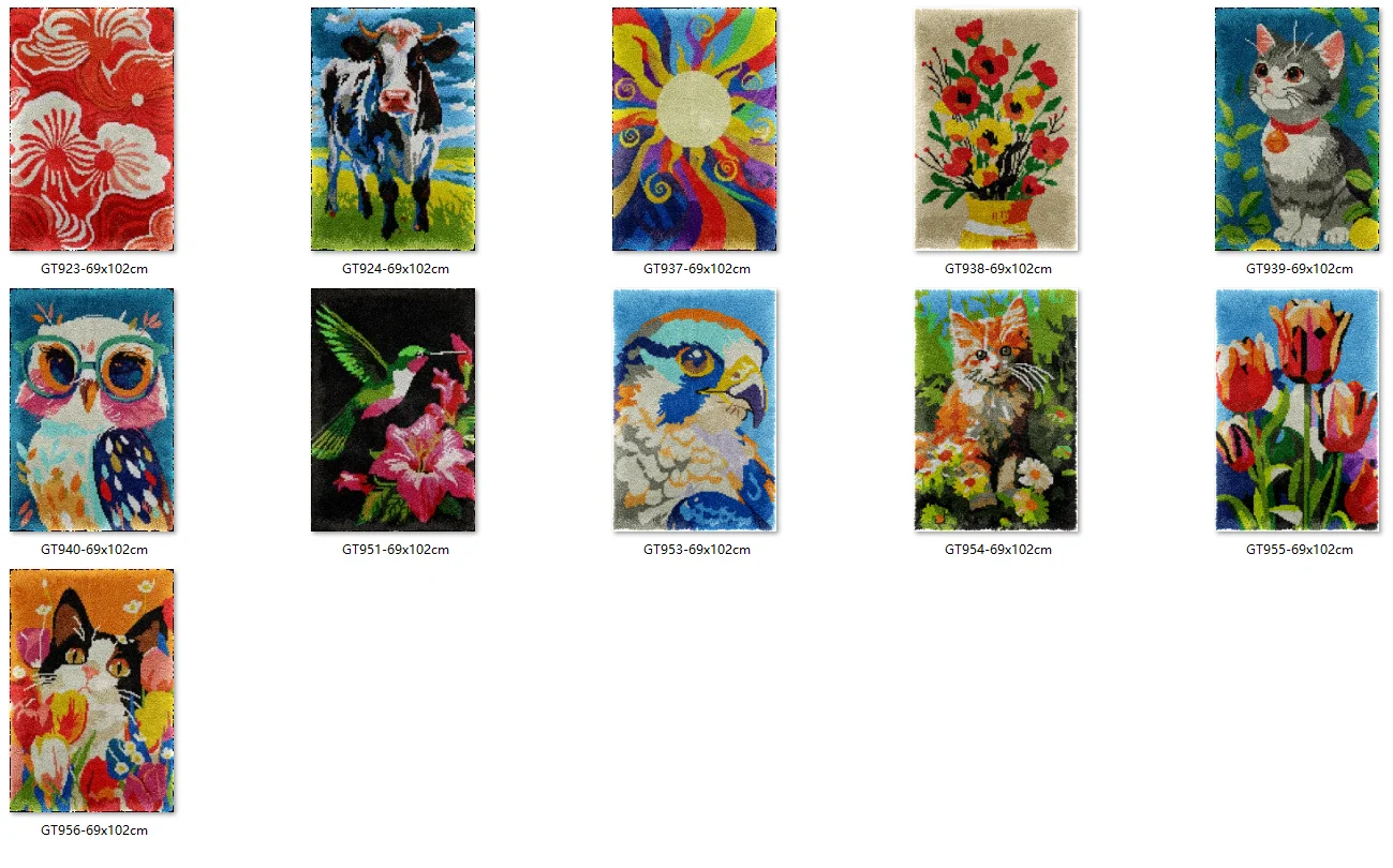 

Bee latch hook kit rug canvas printing ZD694 handwerken knooppakket diy carpet embroidery handmade Flowers New 69-102CM Owls