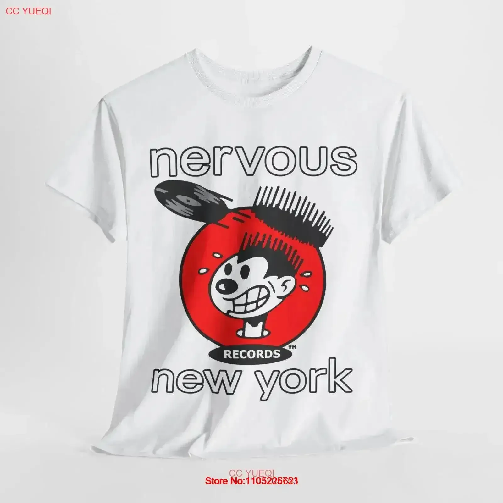 Nervous Records NY white T Shirt size 3XL vintage Washed Soft fashion Versatile Stylish Breathable graphic Stretched  vintage