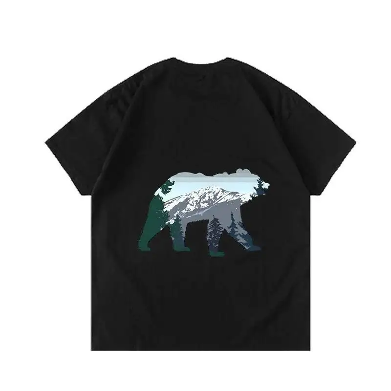 28cm Brown Bear DTF Heat Transfer T-shirt DIY Iron On Sticker Creative Natural and Animal Fusion Men's Clothing Printing