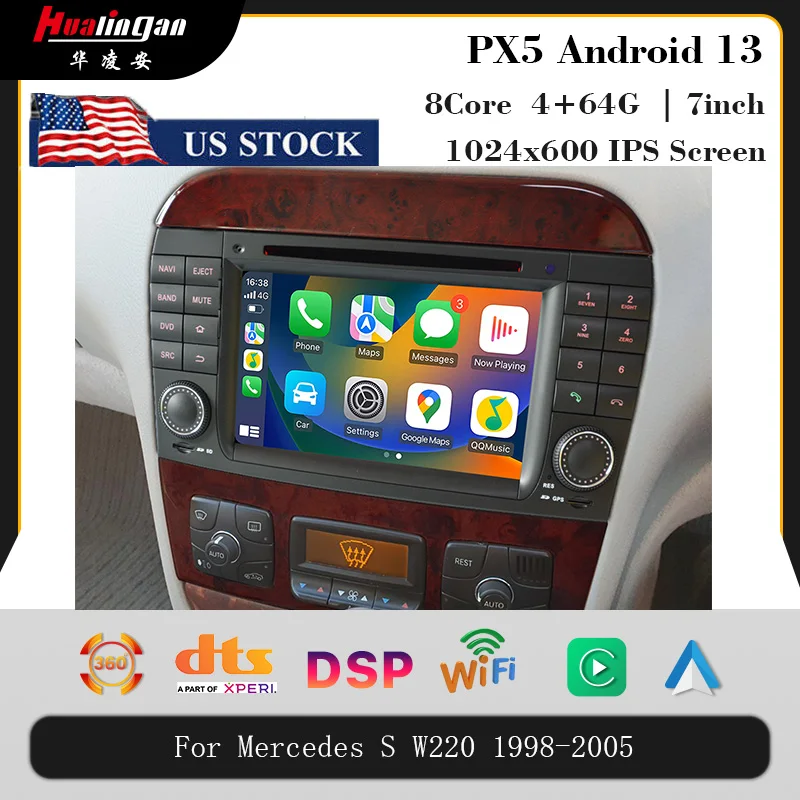 Hualingan for Mercedes Benz S Class W220 S280 S320 S350 S400 S430 S500 S600 AMG 1998-2005 Car Stereo Radio Multimedia CarPlay