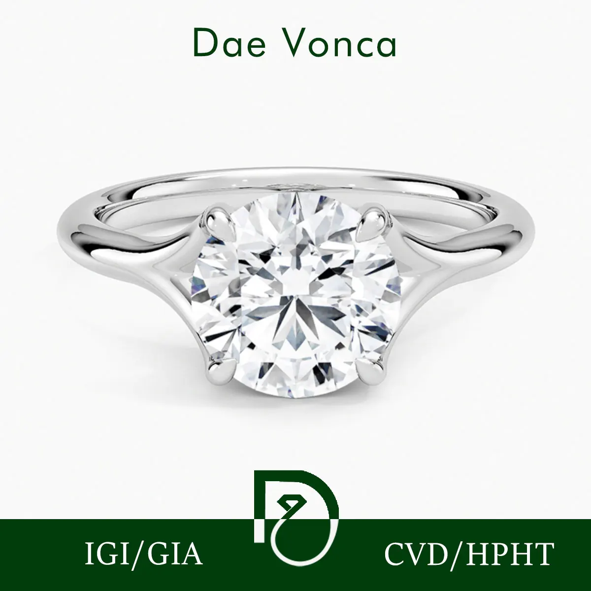 

PT950/14K/18K White Gold Sleek Elegant Claw Set Solitaire Ring Round Cut Lab Grown Diamond For Valentine's Day Gift