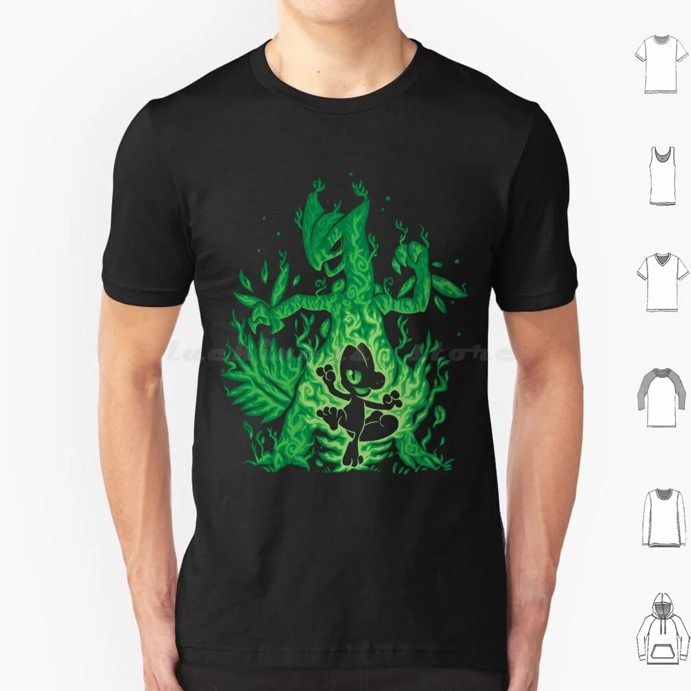 Silhouette : Grass Lizard Evolution T Shirt Grande Taille 100% Coton Silhouette Evolution Génération 3 P göèmón P? K? Chü Tr? ? ?