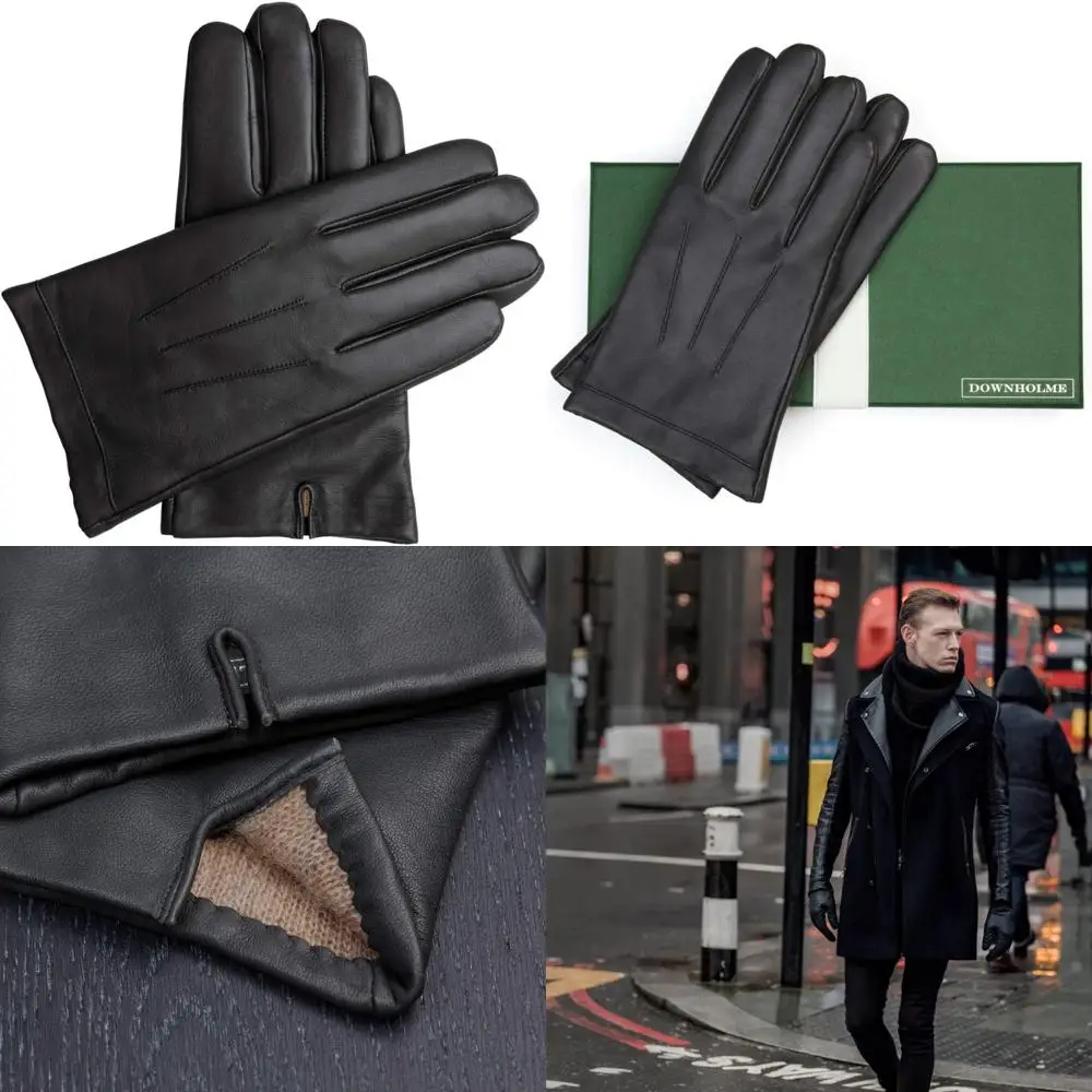 

Men's Cashmere-Lined Genuine Leather Gloves - Timeless Elegance for Winter Warmth