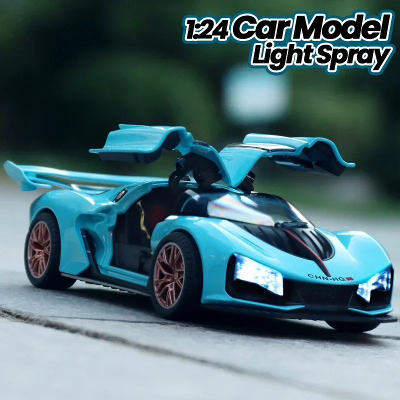 

1/24 Car Model High Simulation Diecasts Toy with Light Spray Pull Back Vehicles Children's Toy Collectibles Birthday Gift