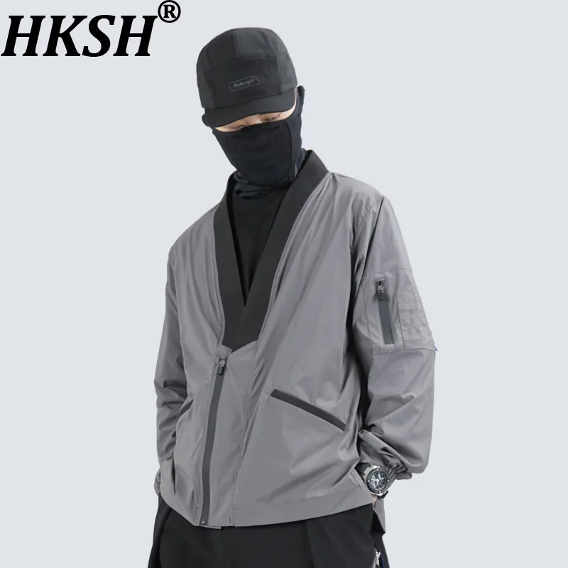 

HKSH Spring Autumn New Men Tide Chic Functional Trendy Robe Color-Block Trend Jacket Sun Protection Casual Cardigan Coat HK19369