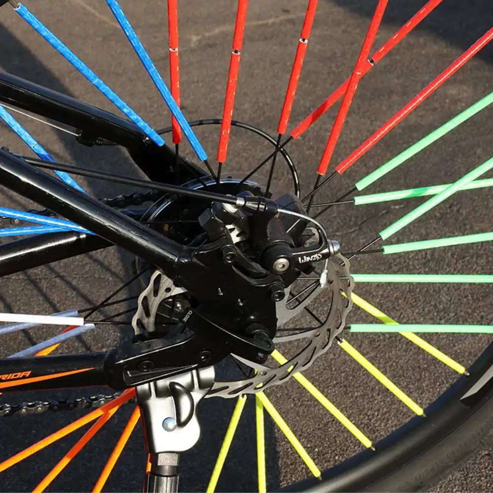 Reflective Spokes Colorful Bicycle Spoke Skins for Night Riding Easy Installation Reflectors for Road Mountain Bikes Universal