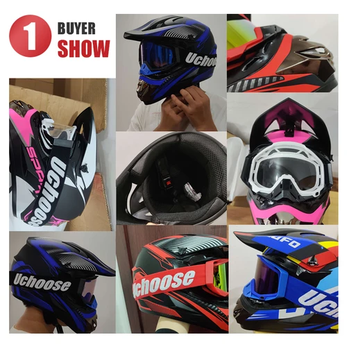 Imagen 2 del producto Cascos para hombres y mujeres adultas, Casco de Motocross Kask Cross Downhill Soporte, Casco todoterreno, motocicleta clásica de carreras, Enduro Original