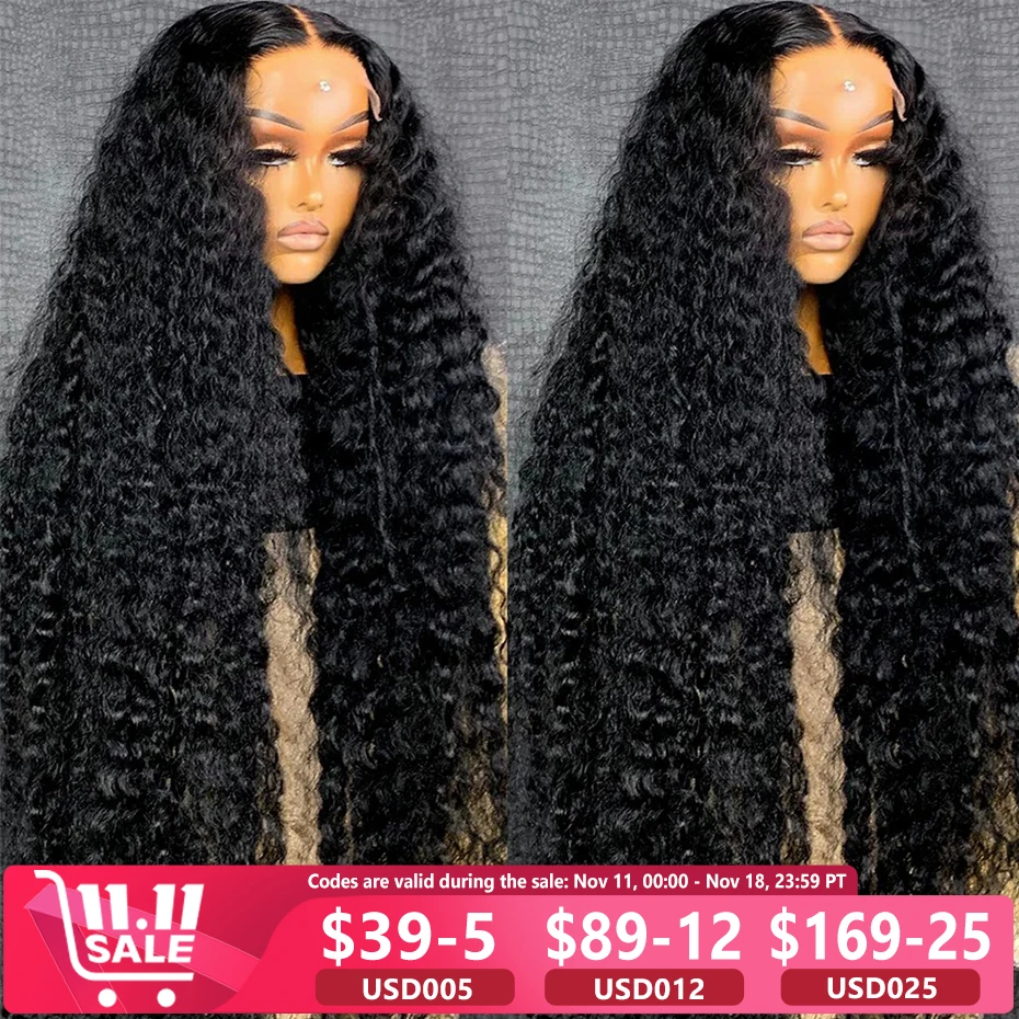 Deep Wave 13x6 HD Transparent Lace Frontal Human Hair Wigs 180% Brazilian Remy 13x4 Water Curly Front Wig For Women