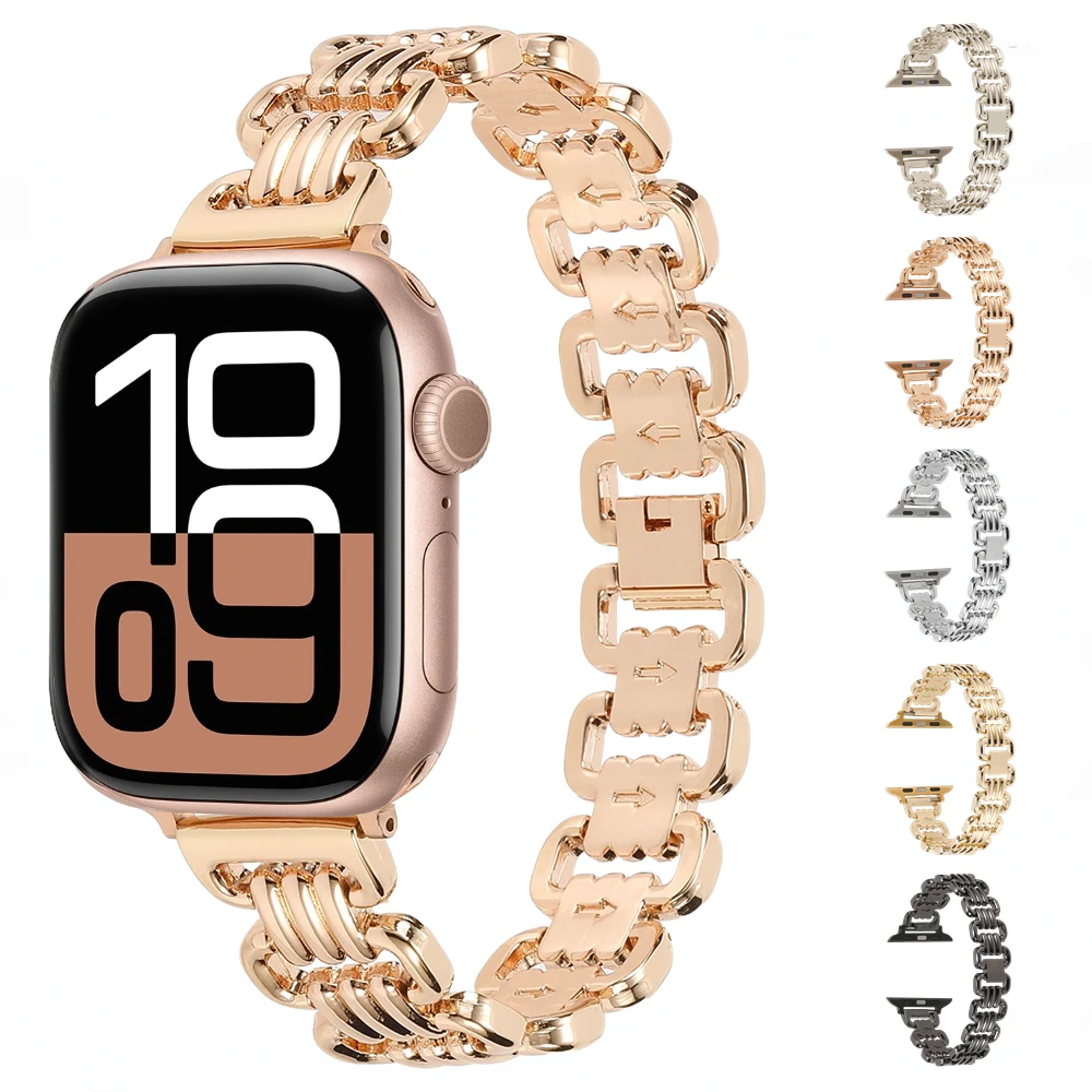 Cinturino in metallo inossidabile per Apple Watch 49mm 46mm 45mm 41mm 44mm 40mm 42mm cinturino ad anello a forma di U iWatch Ultra 10 9 8 7 6 5 4 SE Cintura