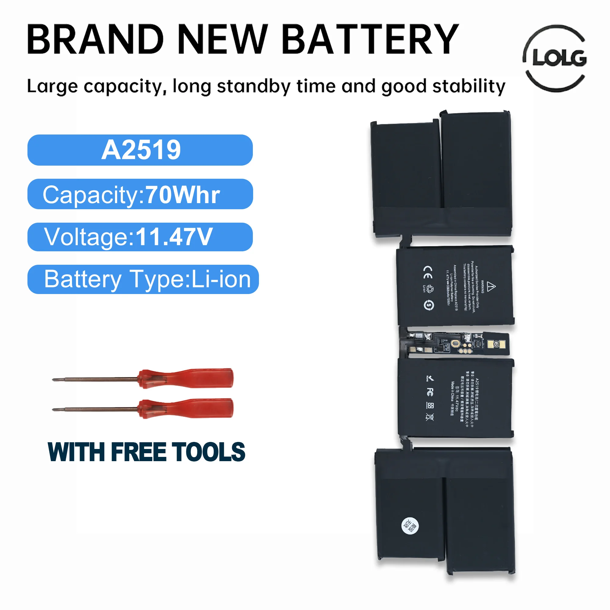 

LOLG A2519 Laptop Battery For Apple MacBook Pro 14" Notebook Smart A2442 M1 Retina MKGT3LL/A MKGR3LL 2021 Year