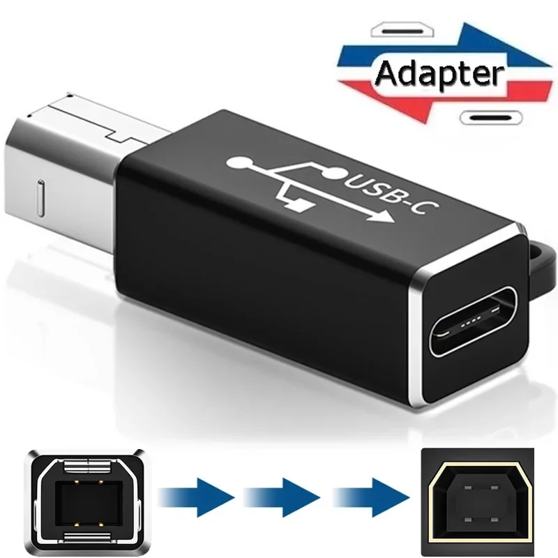 Metal USB Type C Adapter USB-C Female To USB B Male Data Transfer Anti-lost MIDI Converter for Printer Electric Piano Drum Organ