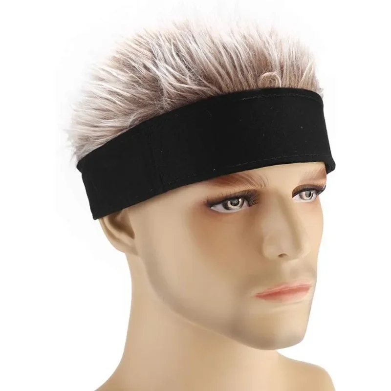 Wig Hats for Men Knitted Spiked Hairs Hip Hop Hat Novelty Hair Visor Cap Adjustable Unisex Cycling Bicycle Cap Fake Hair Wig