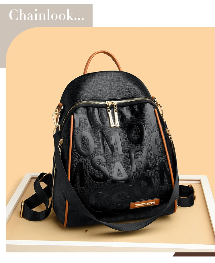 

Fashion College Girls School Bags Large Capacity Anti theft Female Retro Backpack High quality Leather Women Travel Backpack Sac