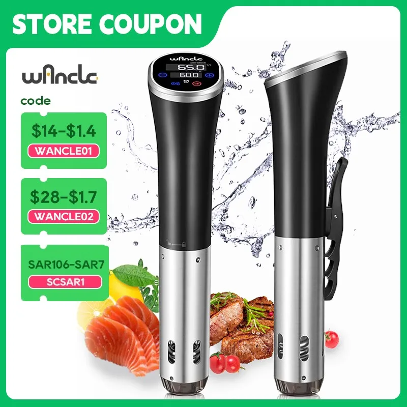 Wancle Vacuum Sous Vide Cooker 1100W IPX7 Waterproof Immersion Circulator Cooking With LED Digital Display Slow Cooker Heater