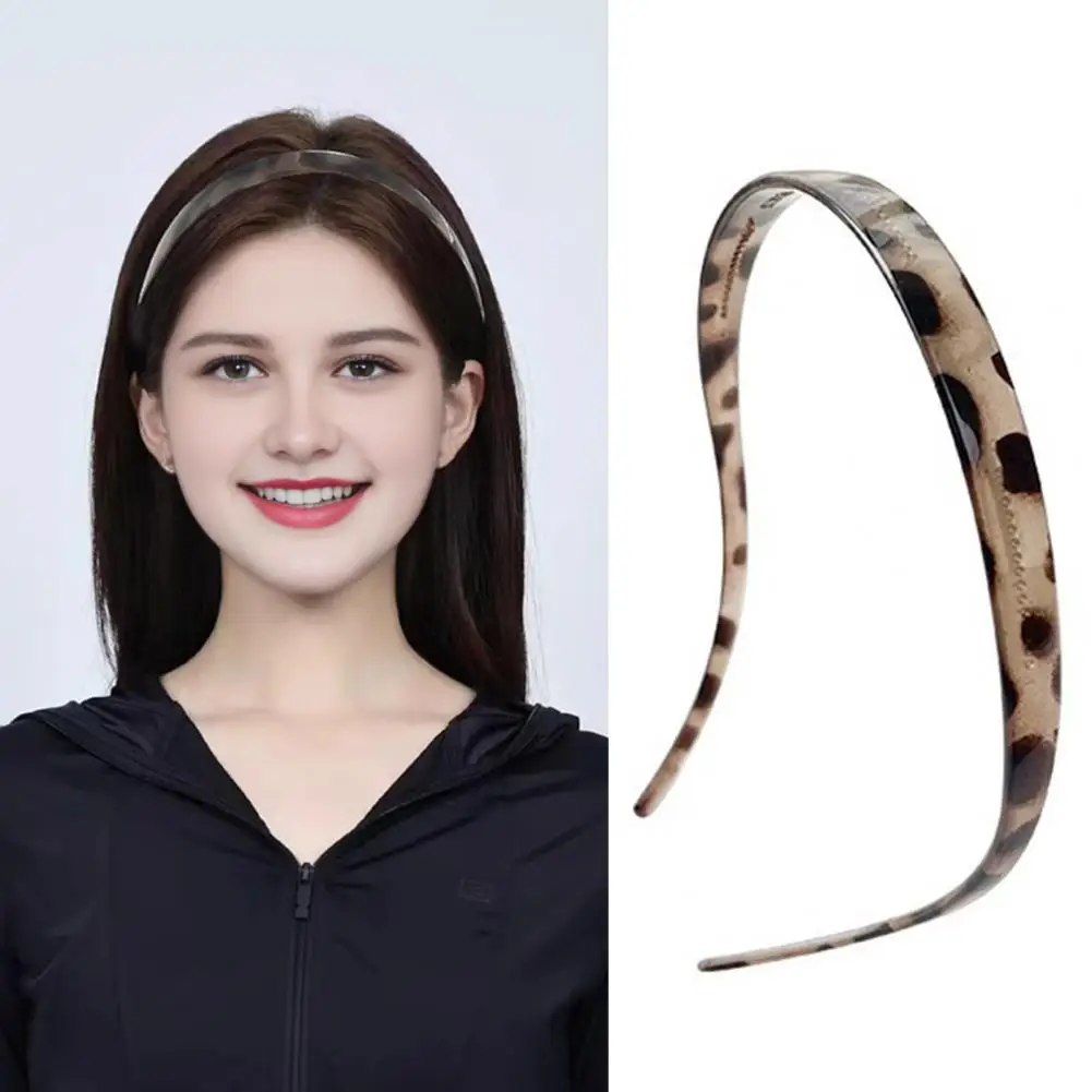 eyeglasses-wearable Headband Leopard Print Resin Headband with Anti-Slip Teeth Retro Tortoise Shell Washing Face Makeup Hair Hoo