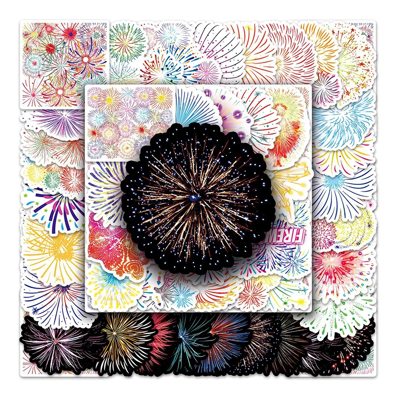 10/50Pcs Romantic Fireworks Decorative Stickers Pack Scrapbooking Material Label Diary Phone Journal Planner Sticker Decal