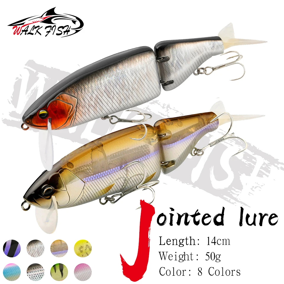 WALK FISH 1 Stück 140 mm 50 g Swimbait, großer, gegliederter Angelköder, künstlicher harter Köder für Raubfische, Wobbler, Minnow, Hecht, Süßwasserbarsch