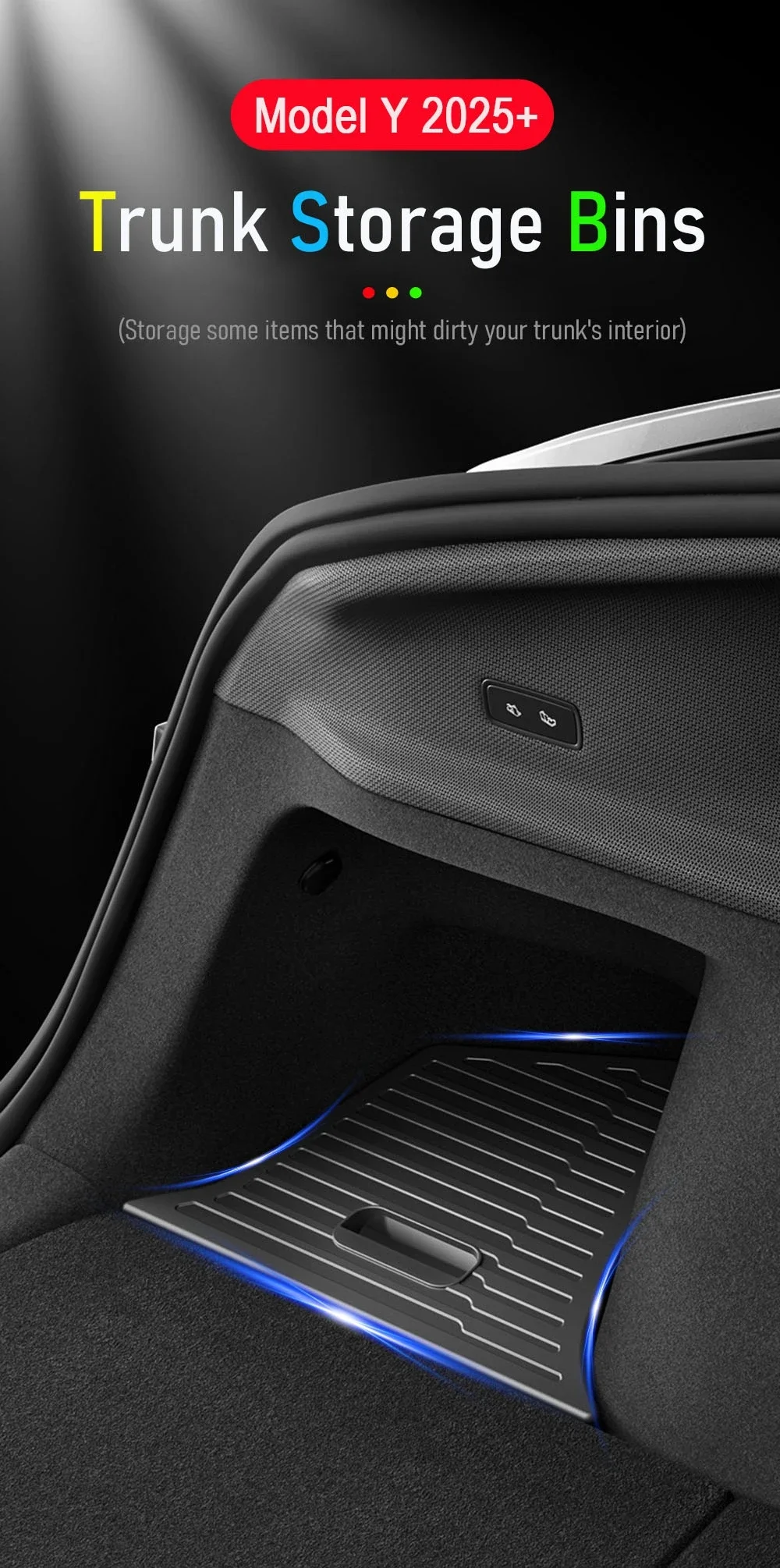 Für Tesla Model Y Juniper 2025 2026 Kofferraum-Seitenablage-Abdeckplatte Organizer Kofferraum-Seitenablage Nachrüstzubehör – Detail 2