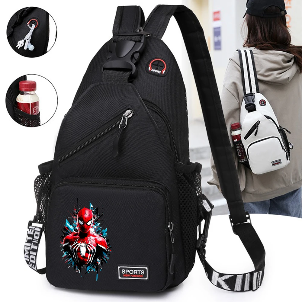 Superhero Spiderman Shoulder Bag Man Casual Chest Business Male MultiFunctional Women Backpack Sports Rucksack Travel Pack