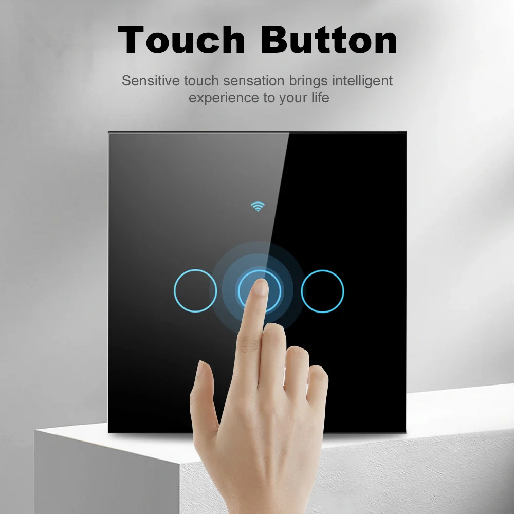 Smart EU Touch Sensor Switch Switch LED Crystal Glass Panel lampada da parete interruttore luce 1/2/3/4Gang No controllo APP filo neutro