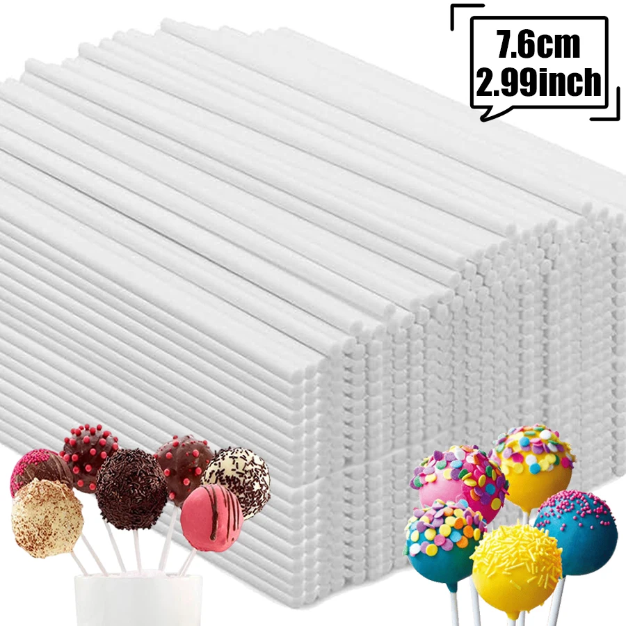100-300 Uds. Barritas de piruleta de papel blanco de 7,6 cm para pastel, galletas de Chocolate, herramientas de cocina para hornear, fiesta, boda, cumpleaños ﻿