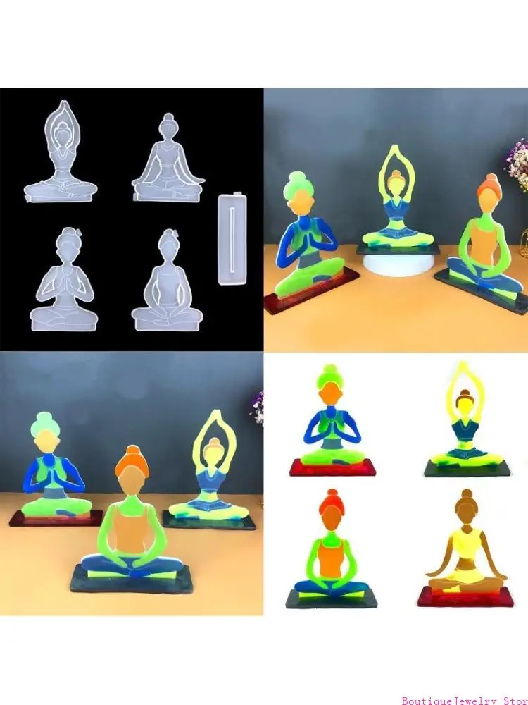 

E1PE Creative Yoga Girl Silicone Resin Mold Decor Tool for Party DIY Handmade