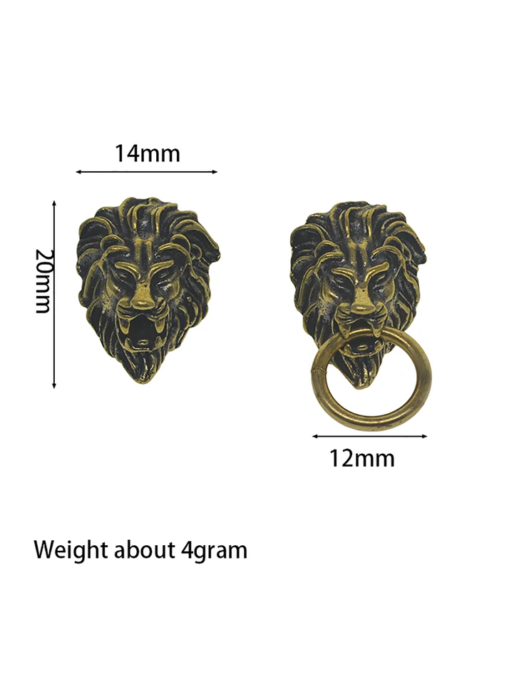 2 pcs Brass Lannister Lion Keychain Vintage Animal Concho