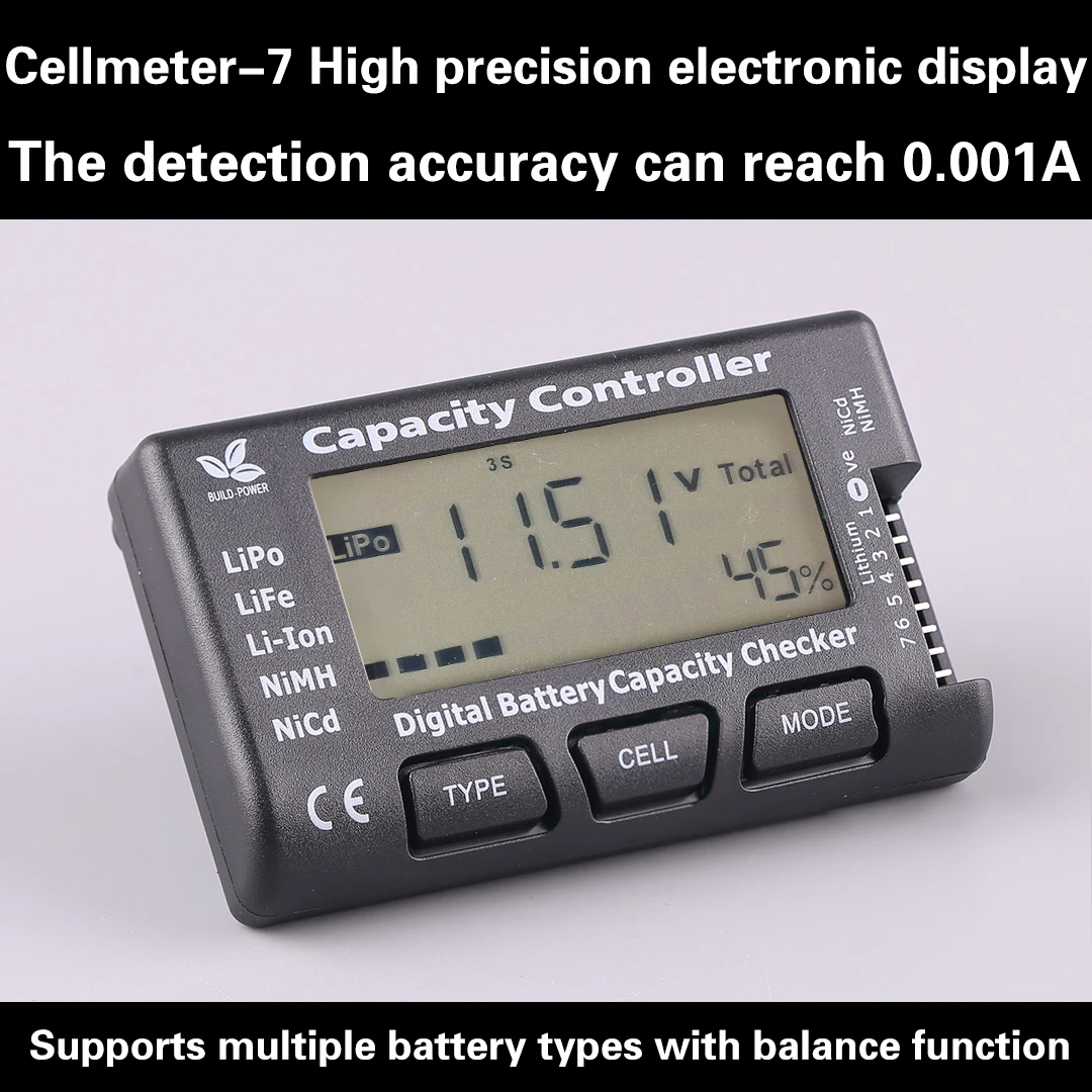 CellMeter7 V2 with balance function Digital Battery Capacity Checker voltage meter cellmeter-7 for LiPo/LiFe/Li-ion 2-7S 0.001V