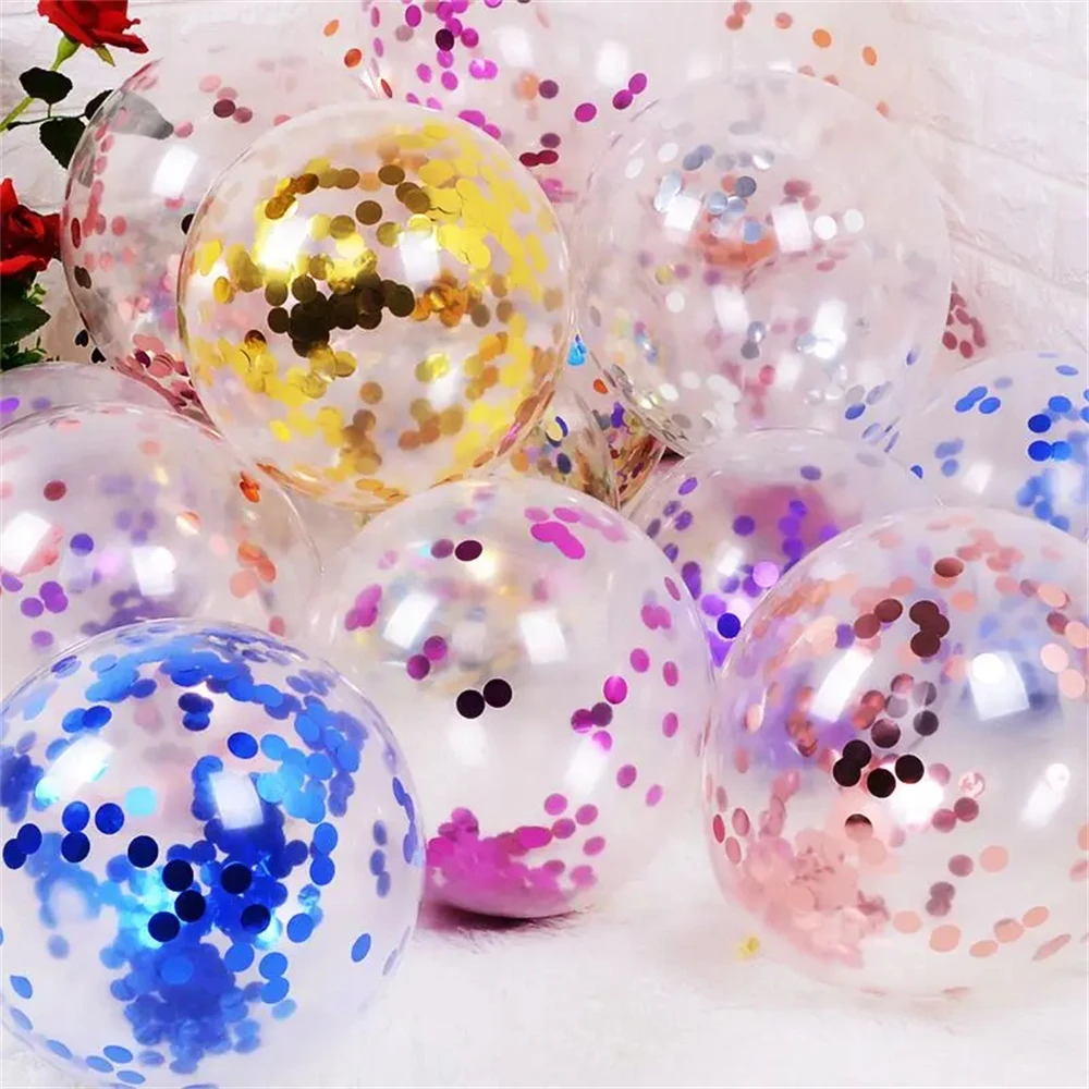 5/10/20pcs Colorful Confetti Latex Balloons Glitter Clear Transparent Balloon Wedding Birthday Party Decorations