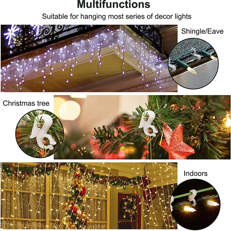 Christmas Light Clips - Gutter Clips For Hanging Outdoor Lights - Gutter Clips For Outside Hanging String Lights