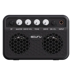 Caline Scuru Guitar Mini Amp 5W Rechargeable Bluetooth Guitar Amplifer Combo for Desktop Practice, Dual Channel Headphone Jack