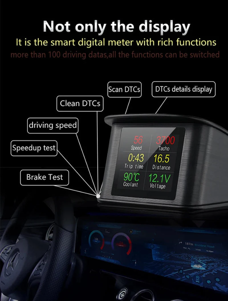 Car Hud OBD II 2 Computer Windscreen Projector Head Up Display For Volkswagen Golf Jetta Tiguan Tourag Passat CC Bora