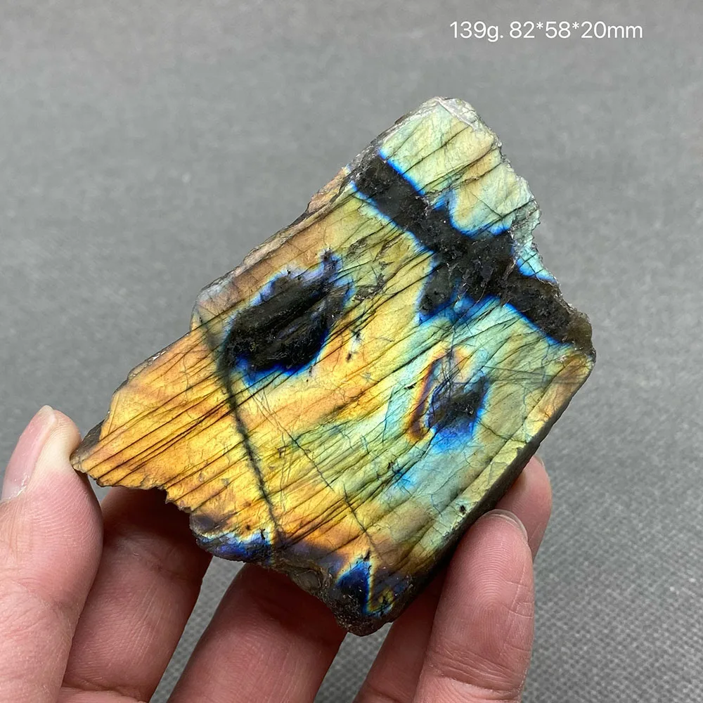 Gorgeous Natural Labradorite Slice Quartz Mineral Crystal Specimen Collectible Gift Ornaments （Take pictures in wet water）