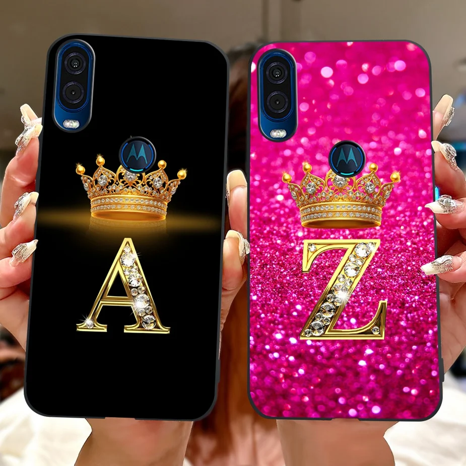 For Motorola One Vision Case XT1970-1 XT1970-2 New Luxury Crown Letters Cover Soft Silicone Phone Case For Moto One Vision Shell