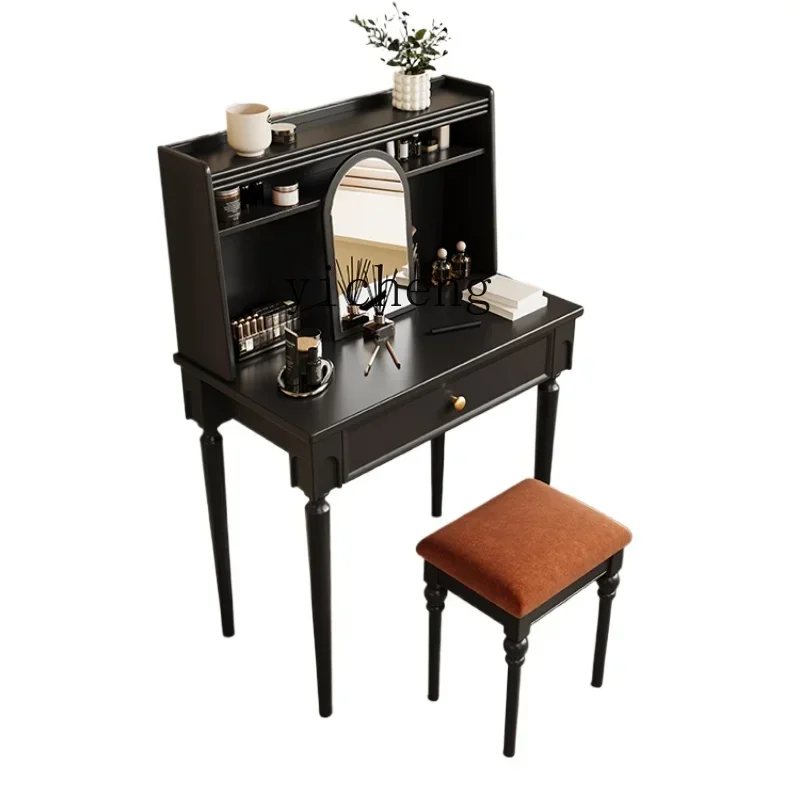 retro solid wood dresser medium and ancient style makeup table bedroom thin black small makeup table