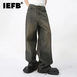 IEFB Men's Summer New Jeans Retro Style Washed Straight-leg Zipper Opening Denim Pants Loose Trendy Versatile Clothing 9C5826