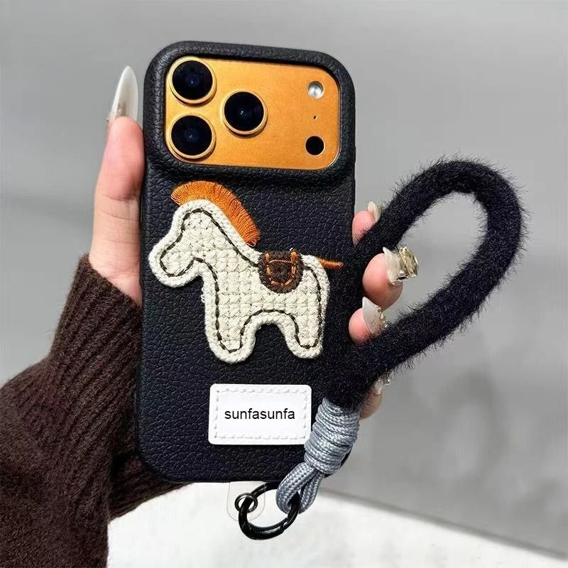 

For OPPO F31 F29 F27 F23 F21 F21S Pro Plus F11 5G Phone Case New Year Cute Embroidery Horse Cover