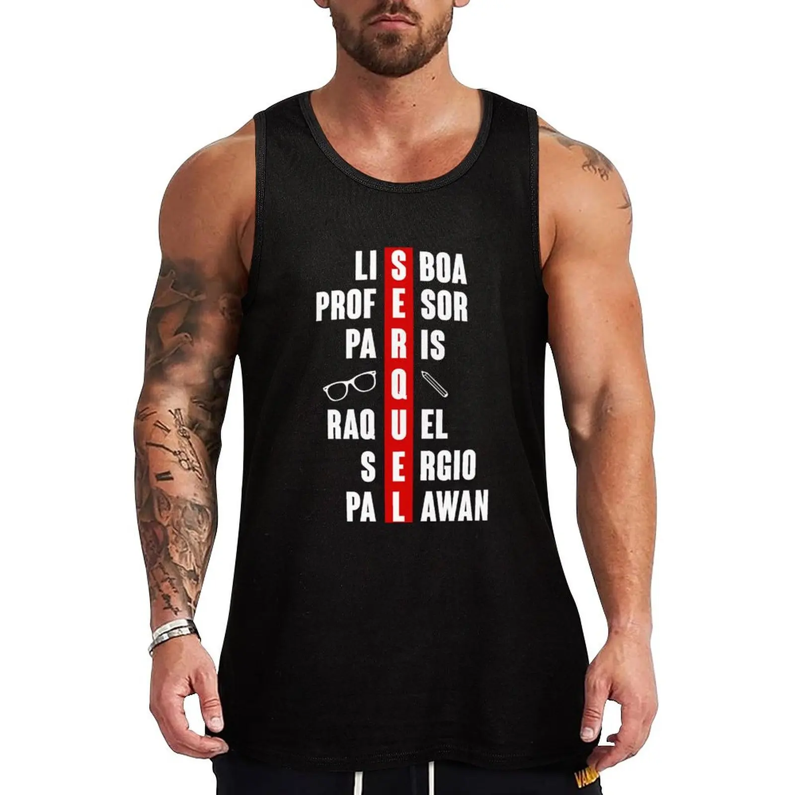 SERQUEL LETTERING BLACK Tank Top Stretch Tank Top Flexible Fit Casual Sleeveless