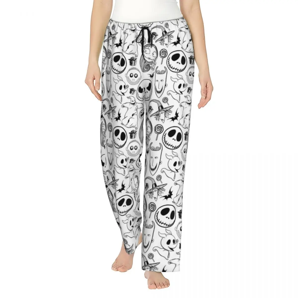 

Nightmare Before Christmas Jack Halloween Skull Pajama Pants Sleepwear Elastic Waistband Sleep Lounge Bottoms with Pockets