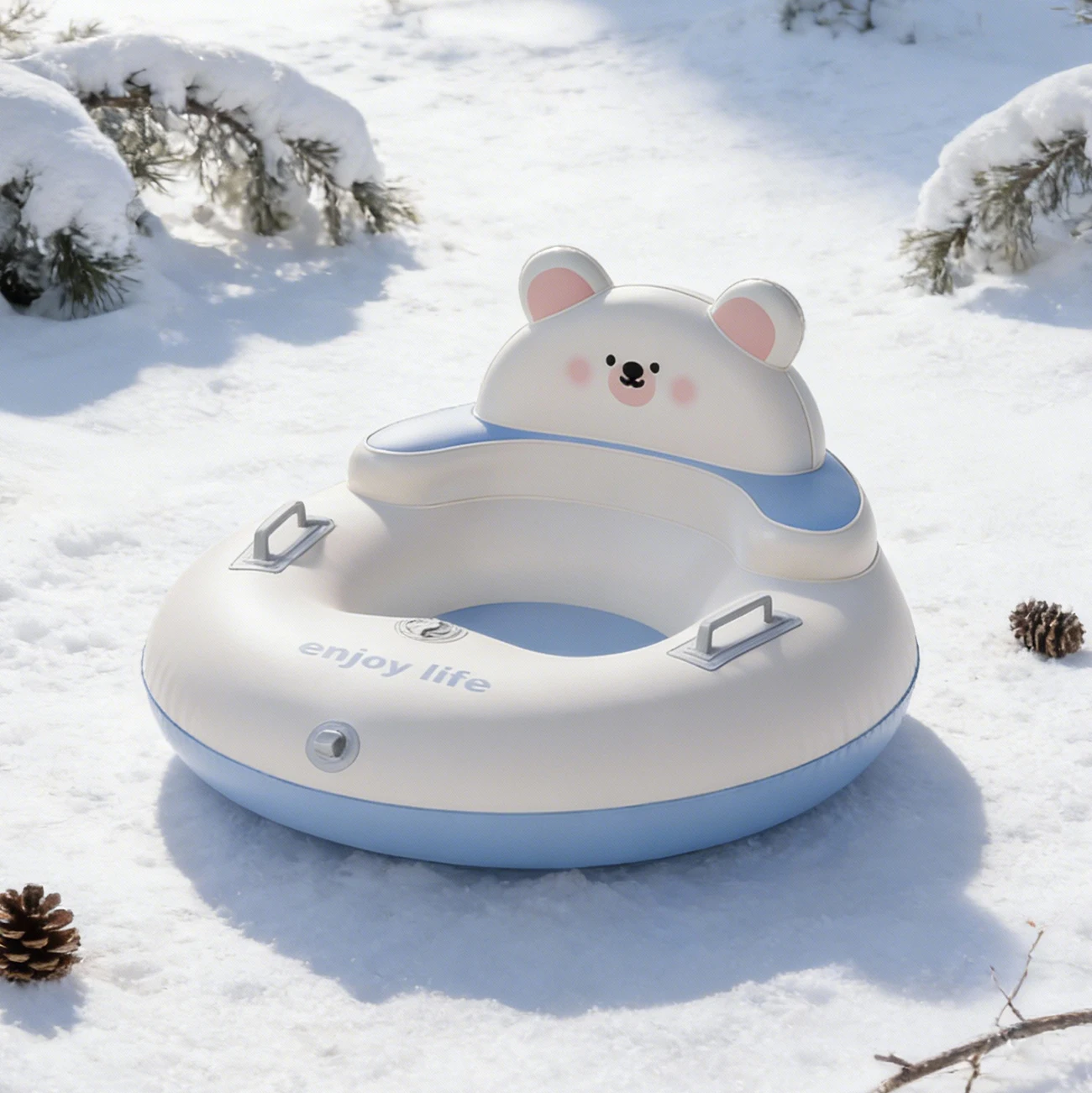 1PC Cold-Resistant Inflatable Snow Tube with Handle, Thickened Durable Winter Sled, Ideal Snow Toy for Family Outdoor Activities